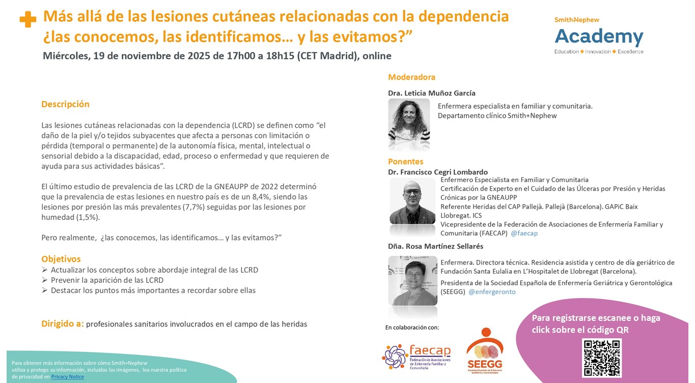 Webinar: Más allá de las lesiones cutáneas relacionadas con la dependencia