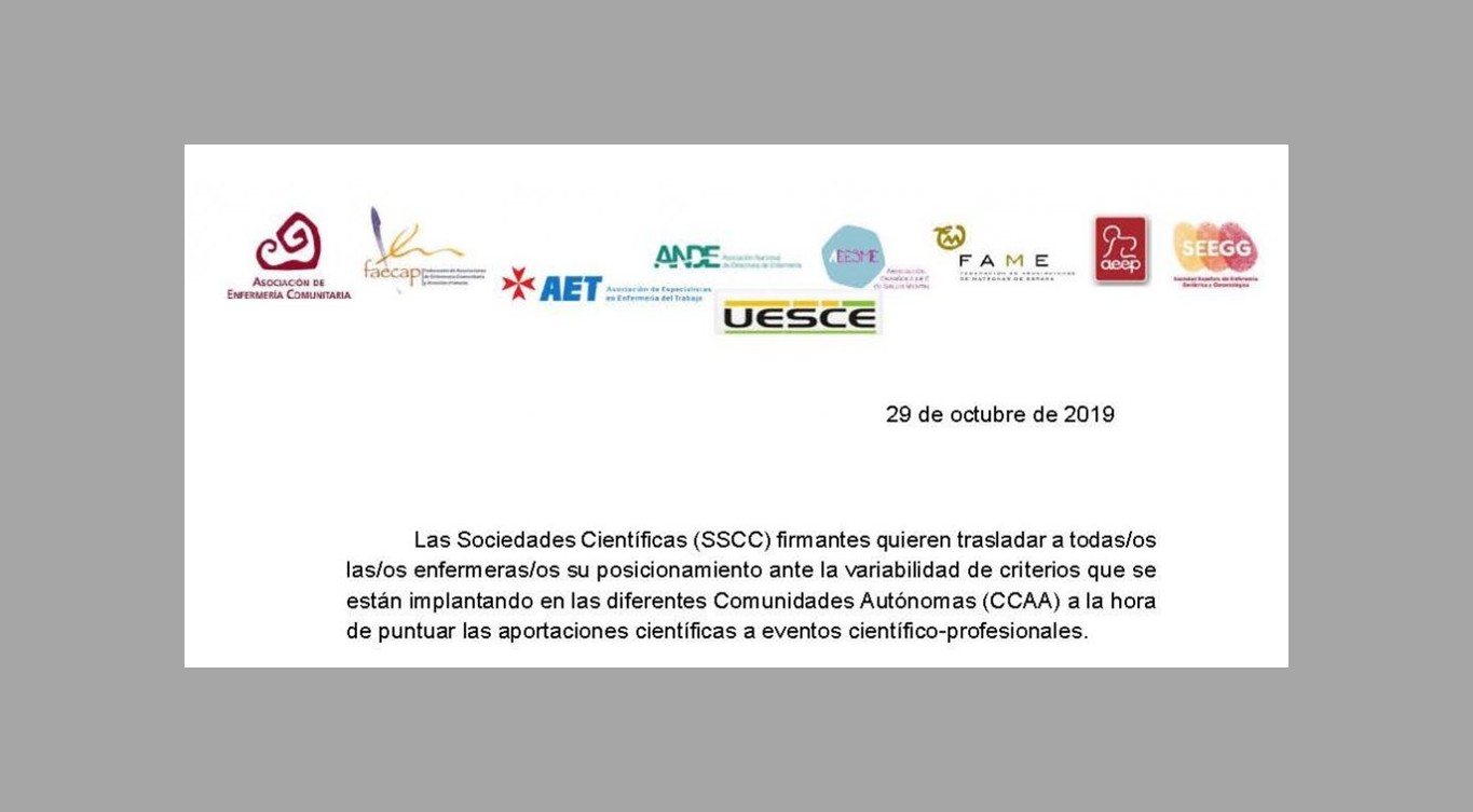 Valoración de trabajos presentados en eventos científicos. Posicionamiento de las Sociedades Científicas (SSCCEE)