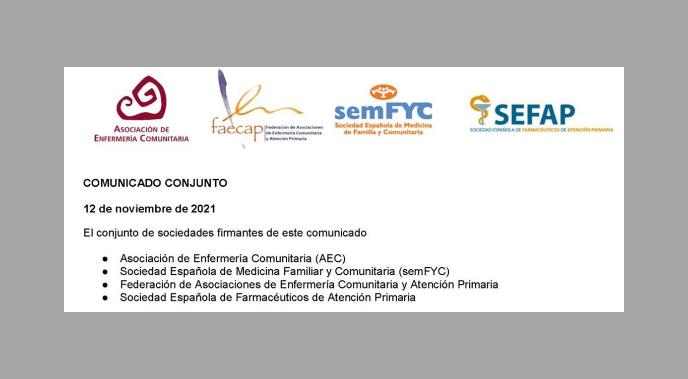 Comunicado conjunto de las Sociedades: AEC, Faecap, semFYC y SEFAP
